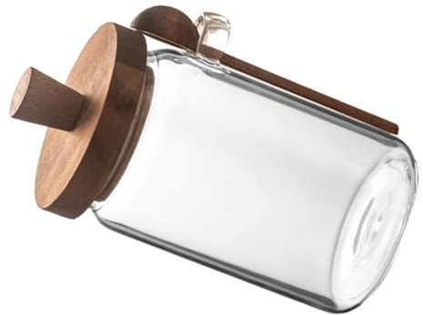 Mikinona jarra de vidrio lata cafe botes hermeticos jarra de alimentos contenedor de almacenamiento de alimentos tarro de boticario tapas frasco sellado de vidrio bote de cereales de madera