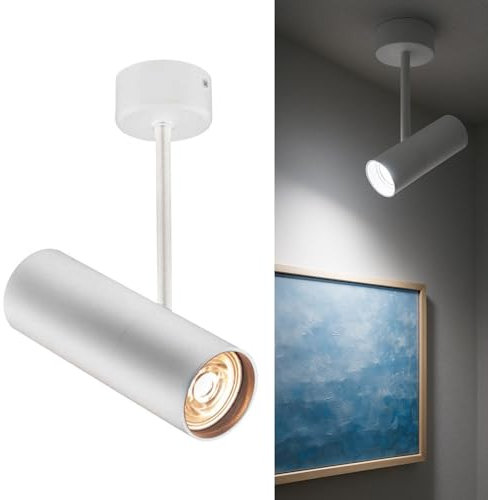 Planetitaly Faretto LED da Soffitto con Asta Orientabile GU10 SPOT Luce per Penisola, Cucina, Quadro, Museo, Galleria Arte, Vetrina, Negozio, Lampada Sostituibile, Facile Installazione, 230V (Bianco)