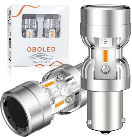 OBOLED BAU15S LED Lampadine CANBUS Senza Errori Estremamente Luminosoo PY21W 7507 1056 Anti Hyper Flash per 12V Auto Luci Indicatori di Direzione Anteriori e Posteriori Ambra 2Pcs