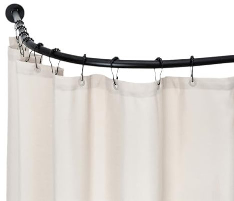 Cortina Doccia a Forma L Regolabile Estendibile Vasca da Bagno in Acciaio Inossidabile Tende Polo Angolare Nessuna Perforazione Non Sag per Negozio Abbigliament(Size:E 60-80cm x 80-120cm,Color:Black)