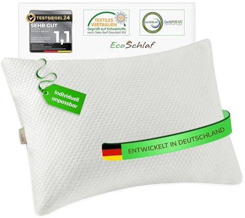 EcoSchlaf® Airflow Kopfkissen – Orthopädisches Kissen – Seitenschläferkissen Nackenkissen aus Memory Foam – Ergonomisches Nackenstützkissen – Nackenschmerzen – Seitenschläfer Pillow – Schlafkissen