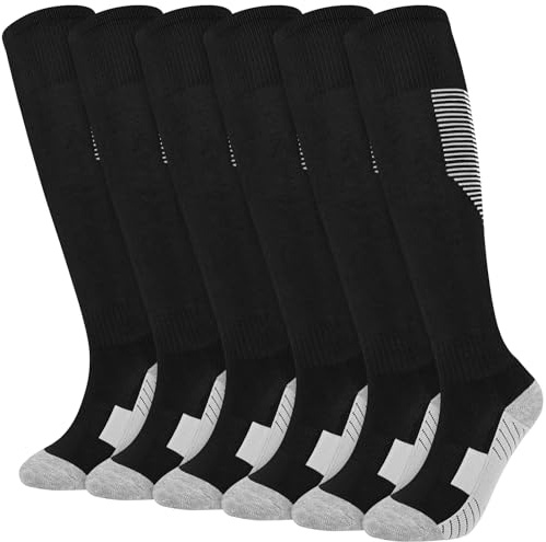 KOOOGEAR Kids Football Socks soccer Socks Boys Sports Socks Youth Knee High Socks Athletic Sock Girls Junior Running,Training,Rugby,Hockey 6-12Years (UK, Age, 9 Years, 12 Years, 3Black)