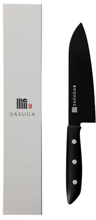SASUGA Leggero Coltello Santoku giapponese da 170 mm – Prodotto in Giappone | Acciaio inossidabile al molibdeno-vanadio | Coltello da cucina multiuso per carne, pesce e verdure