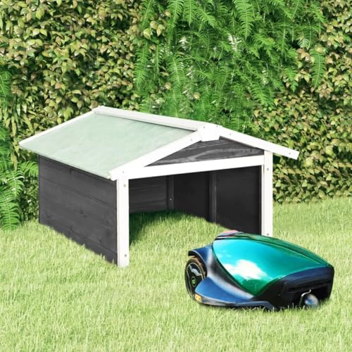 Genérico Caseta de cortacésped robótico Madera Abeto Gris y Blanco,Casa y jardín,Jardín,Accesorios para maquinaria de jardinería,Accesorios de cortacéspedes,Fundas para cortadoras de césped-170879