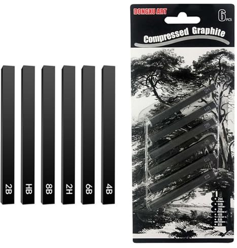 FooYee 6 Matite Nere a Carbone, Carboncini per Schizzi, Matite da Disegno in Grafite Compressa, Matite Quadrate a Carboncino per Fai da Te, Schizzi, Ombreggiature, Principianti e Artisti