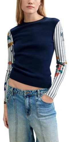 Desigual Jers_Marino Pull pour Femme, Bleu, S