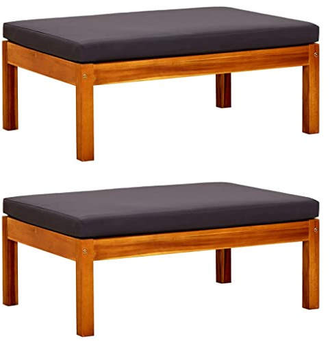 Mokuyary Lot de 2 tabourets de jardin en bois massif d'acacia pour salon, terrasse, jardin, balcon