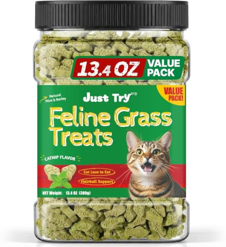 Just Try Cat Grass Treats, Hairball Remedy for Cats, Added Vitamin D&E 380g