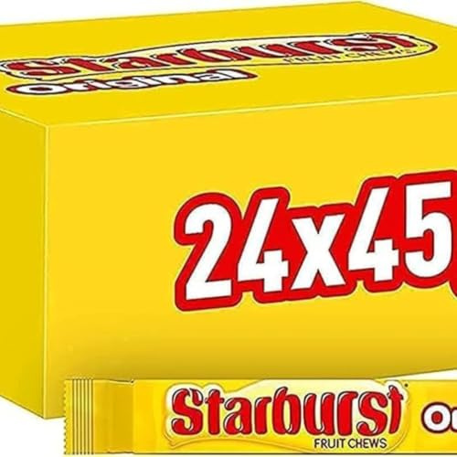Starburst Vegan Sweets Fruit Flavoured Bulk Box, 24 Packs of 45g