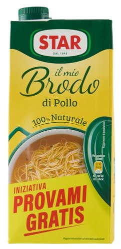 STAR Il Mio Brodo di Pollo, 1L, brodo liquido pronto, 100% naturale, senza conservanti, senza glutine e senza glutammato aggiunto, ottimo per risotto e zuppe.