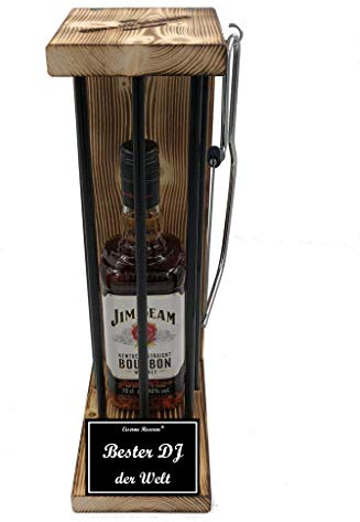 Jim Beam Geschenk DJ Geschenke für DJ Eiserne Reserve Black Edition Text s/w Bester DJ der Welt - Spirituosen Geschenkverpackung Bourbon Whisky (1 x 0.70 l)