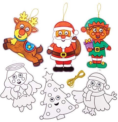 Baker Ross AT297 Christmas Wiggle-Eye Suncatcher Decorations, Festive Arts and Craft (Pack of 8), Assorted