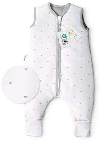 Ehrenkind® Schlafsack für Babys | Bio-Baumwolle | Babyschlafsack für das ganze Jahr | Größe 90 Farbe Weiß mit grauen Sternen