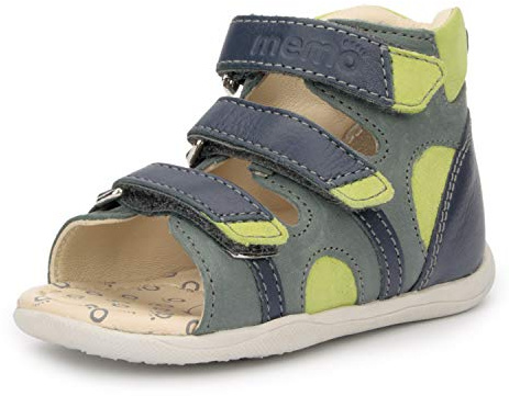 Memo Diego First Walking Orthopedic Ankle Support Natural Leather Sandal, Green, 3.5 M US Toddler (18 EU)
