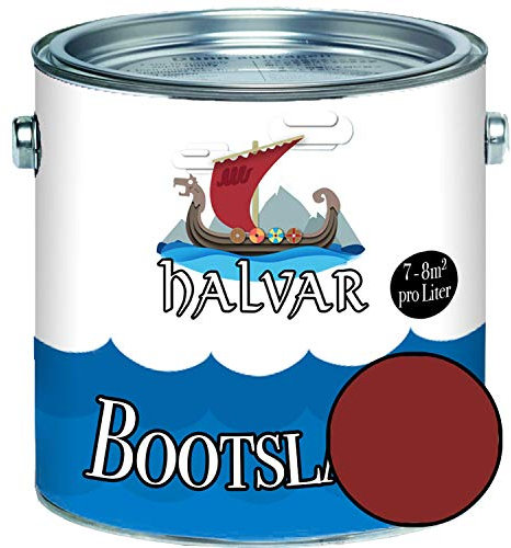 Halvar Bootslack Rot RAL 3000-3031 Yachtlack MATT Bootsfarbe PU-verstärkt für Holz & Metall verstärkt extrem belastbar hochelastisch Schiffslackierung (1 L, RAL 3011 Braunrot)