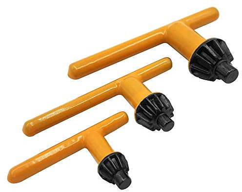 Mesee 3 Packs Drill Chuck Key Wrench Set, Universal Impact Chuck Keys Replacement 3 Sizes T Key Drill Press Wrench Repair Tools for 6mm/10mm 13mm 16mm Electric Drill Clamping Tool