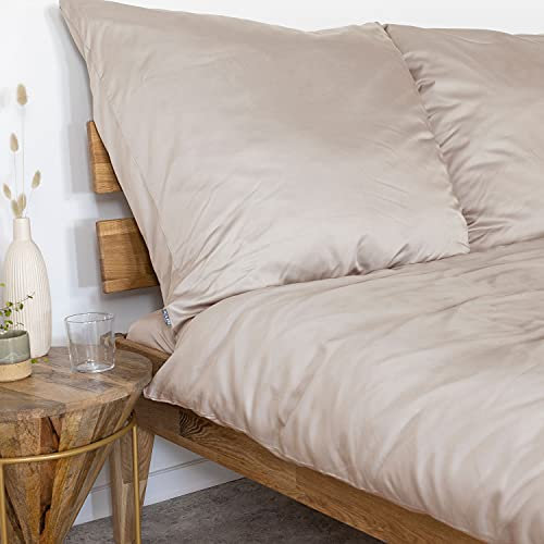 AGAPIE - Bambus Lyocell Kopfkissenbezug 80x80 cm - Beige, 100% Bio Oeko-Tex 100, für Allergiker, Antibakteriell, Ganzjahres-Bettwäsche, Atmungsaktiv, Geruchshemmend, Besonders sanft