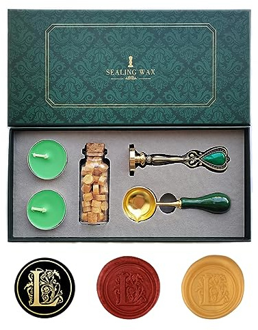Fancy Letters, L, vaxsigillstämpelset, AMTOL europeisk stil, vaxsigillstämpelsats, presentförpackning, vintage personlig sigillstämpel för brevkort och inbjudningar (L)