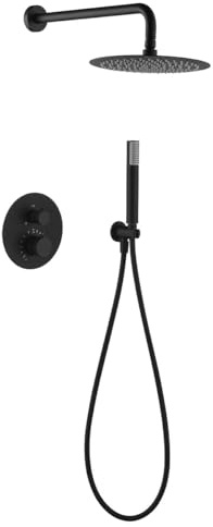 IMEX GTD038/NG LINE Conjunto De Ducha Empotrado Termostático Negro Mate