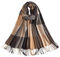 Baynetin Damen Winter Senior Plaid Kaschmir Schal,Kariert Pashmina Übergroßer Herbstschal Stolen,Tartan Schultertuch Mit Quasten,Karomuster Warmer Oversized Fransen Poncho (Braun Gelb)