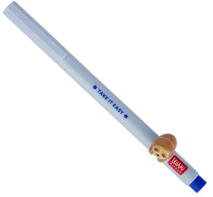 Legami - Gelschreiber mit dekorativem Tier - Lovely Friends, Teddy Sloth-Thema, nicht rollend, blau Tinte, entfernbares und wieder kombinierbares Tier, 0,5 mm Spitze