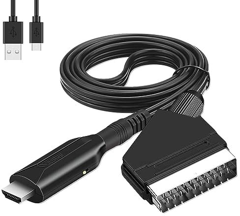 Mizikuu Scart Auf HDMI Konverter, All-in-One Adapter Kabel Mit HD Auflösung 1080p/720p, Plug & Play Video Audio Wandler für HDTV, STB, VHS, Xbox, PS3, Sky, DVD, Blu-Ray