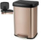COSTWAY 50L/68L Kitchen Bin, Soft Closure Stainless Steel Recycling Pedal Bin with Deodorizer Box, Handle and Non-slip Base, Fingerprint-Proof Rubbish Trash Can Dustbin (50L,Gold)