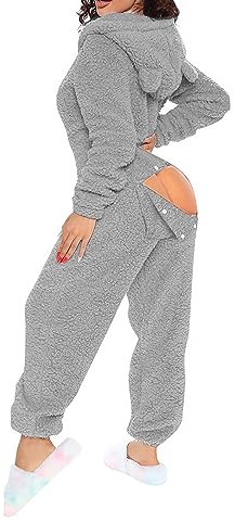 Genérico 2023 Pijama Invierno Mujer Franela Suave Mamelucos de Apertura Pijama Sexy casero Todo en uno Ropa de Estar por casa Elegante y con Estilo