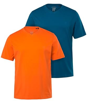 JP 1880 Menswear L-8XL JP1880 - Maglietta Basic da Uomo, Taglie Forti, con Scollo a V, Mezza Manica, Fino a 8 XL 711318, Arancione, 6XL
