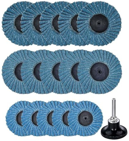Treki 15pcs Discos de Láminas Grano 40# 60# 80# Discos Abrasivos con soportes de 6MM Disco Abrasivo de Láminas 50mm para metal madera Acero Inoxidable para Herramienta Rotativa de Taladro
