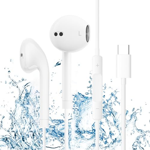 Auriculares USB tipo C con Cable para Samsung Galaxy S24 S23 S22 A53 Intra Auriculares de volumen integrados para Samsung, Xiaomi, iPad Pro, Huawei