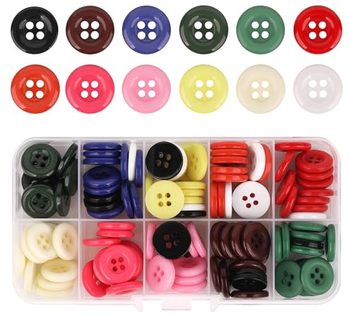 Trimming Shop 15mm Round Resin Buttons, 4 Holes, 120pcs