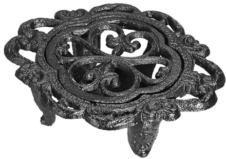 Sumnacon Cast Iron Teapot Warmer Dish Cups Heater Decorative Trivet with Tealight Holder - Rustic and Heavy Duty Tealight Candle Holder Stands - Elegant Food Warmer for Tea, Coffee, Milk
