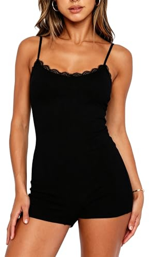 Dressmine Pyjama pour femme, séchage rapide, non collant, vêtement de nuit, pyjama une pièce, short grenouillère, combinaison d'automne en dentelle
