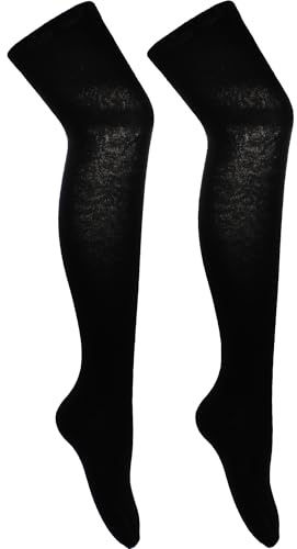 Cherry-on-Top Thigh High Socks & Knee High Stripe Sock � White Over the Knee Socks for Women, Cheerleader Fancy Dress, Pub Golf