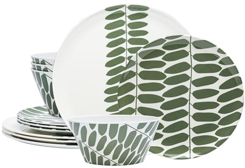 bzyoo Melamine Dinnerware12 Piece Outdoor Indoor Set, Spidy Blue