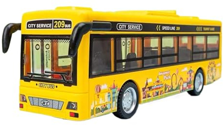 QUXVUIS Auto Spielzeug Bus Modell mit Beleuchtung und Musik, robust für endlosen Spaß, ABS, großes Bus Spielzeug für Kinder, audiovisuelles Bus Auto Modell, Gelb