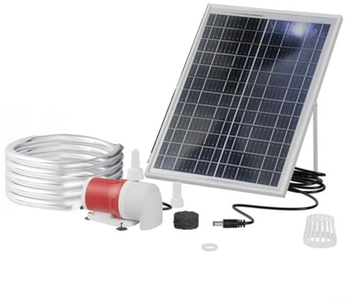 Kit de bomba solar para estanque de jardín de 25 W, flujo de 1100 L/H, motor sin escobillas de 12 V, tubo de 2 m y cable de 10 m incluidos, alta capacidad de elevación de hasta 5 m, panel solar