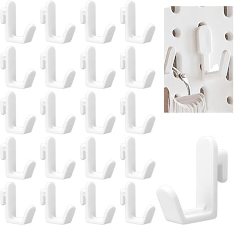 WADORN 30Pcs White Pegboard Hook Compatible with IKEA Skadis Organizer | Compatible With Ikea Skadis Organizer Accessories, 1.3x1.3x0.4 Inch Plastic Material Hook, Used For Home Kitchen Office