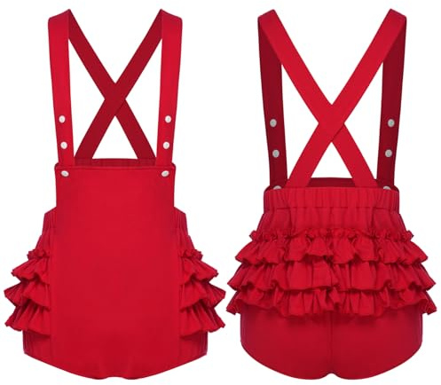 Lpdshaa Dame Overall Ricciolati Cintura Elastica Dei Pantaloni Suspensori Regolabili Party Cosplay Pigiama Short Overall E Pigiama Rosso L