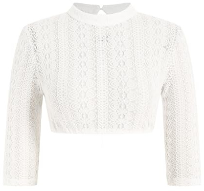 Dirndl Damblus, dirndlblus, vit traditionell blus, vingärmar, dirndlblusar, traditionella dirndlblusar, Oktoberfest kostym, elegant spetsblus, spets, dirndlblus, traditionell blus