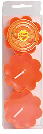 Homéa, Set de 3 Bougies Maxi Chauffe-Plat Chupa Chups Ø3,9 x H1,7 cm Parfum Orange