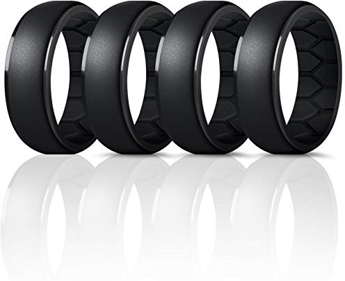 Forthee Silicone Wedding Ring for Men, Breathable Inner Curve Rubber Bands
