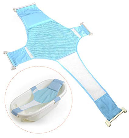 Soporte para El Baño para Bebés,Asiento Hamaca Bañera Bebe Alfombrilla de Apoyo Reductor para Baño Infantil Ajustable(Azul)