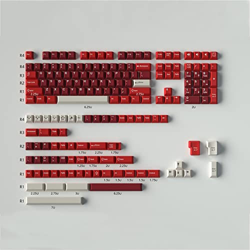 172 Keys Doubleshot Red Keycaps Cherry Profile Keycap Set Fit for 61/64/87/104/108 Cherry Mx Switches ISO ANSI Layout Mechanical Keyboard