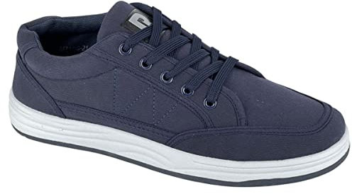 DEK Mens Navy Blue Casual Canvas Lace Up Skate Sneaker Pumps Trainers (Navy, Numeric_8)