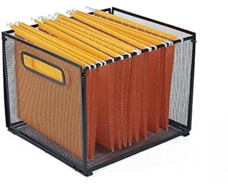 SETTFRFE Letter Size Hanging Folder Organizer,Metal Mesh Hanging File Folder Box,Office File Baskets,Black