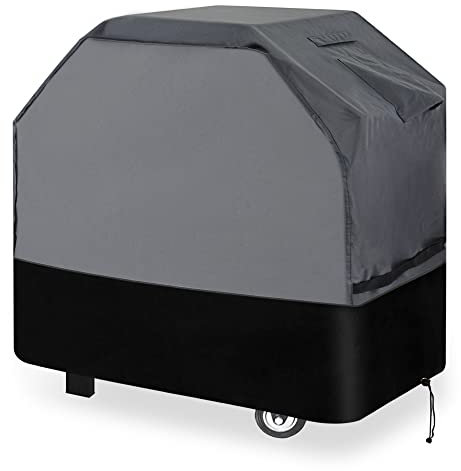 Waykea Heavy Duty Grill Cover 125cm, 600D Oxford Water Resistant UV & Fade Resistant BBQ Cover for Weber Char-Broil Dyna Glo Nexgrill Charcoal Gas Grill (125W x 64D x 110H cm, Gray/Black)