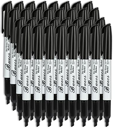 Buecs Black Dry Erase Markers, Low-Odor, 108 Count, Chisel tip, Perfect for Writing on Whiteboards, Dry-Erase Boards, Glass, School Office Supplies