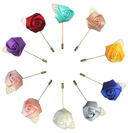 10 Stück Anstecknadel Brosche Herren，Pin Ansteckblume，für Braut Bräutigam Groomsman Brautjungfer Hochzeit Prom Party.